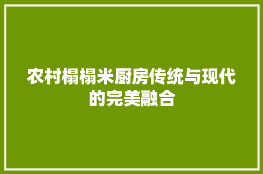 农村榻榻米厨房传统与现代的完美融合