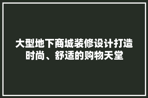 大型地下商城装修设计打造时尚、舒适的购物天堂
