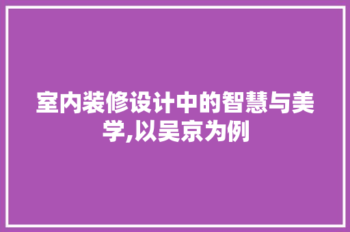 室内装修设计中的智慧与美学,以吴京为例