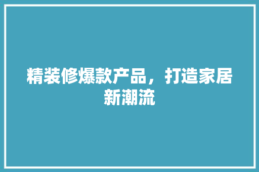 精装修爆款产品，打造家居新潮流