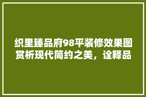 织里臻品府98平装修效果图赏析现代简约之美，诠释品质生活
