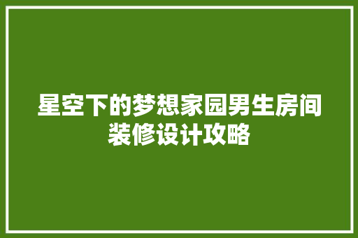 星空下的梦想家园男生房间装修设计攻略