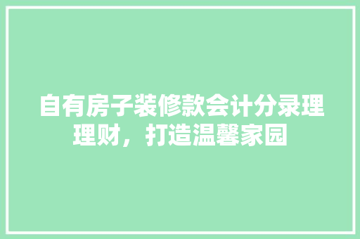 自有房子装修款会计分录理理财，打造温馨家园