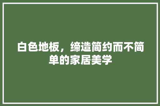 白色地板，缔造简约而不简单的家居美学  第1张