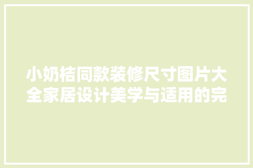 小奶桔同款装修尺寸图片大全家居设计美学与适用的完美融合