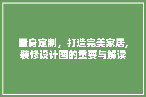 量身定制，打造完美家居,装修设计图的重要与解读
