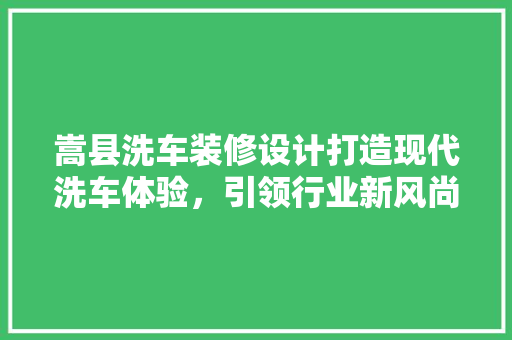 嵩县洗车装修设计打造现代洗车体验，引领行业新风尚