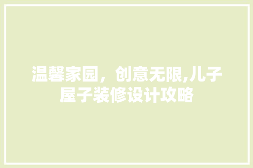 温馨家园，创意无限,儿子屋子装修设计攻略