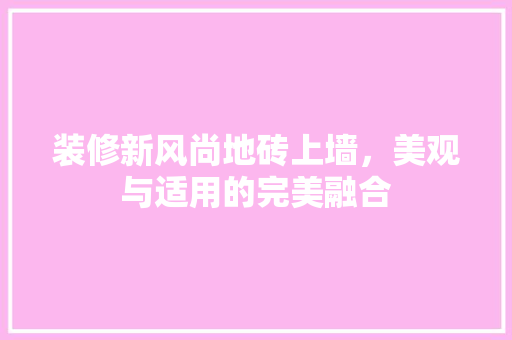 装修新风尚地砖上墙，美观与适用的完美融合