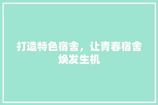 打造特色宿舍，让青春宿舍焕发生机  第1张