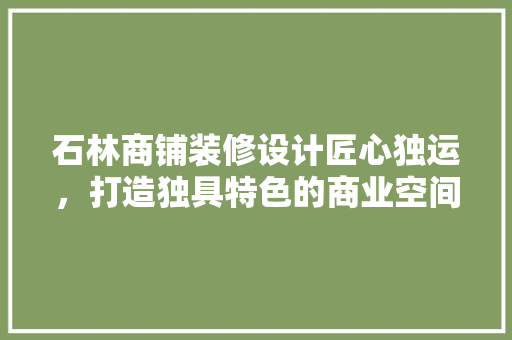 石林商铺装修设计匠心独运，打造独具特色的商业空间  第1张