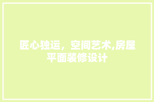 匠心独运，空间艺术,房屋平面装修设计
