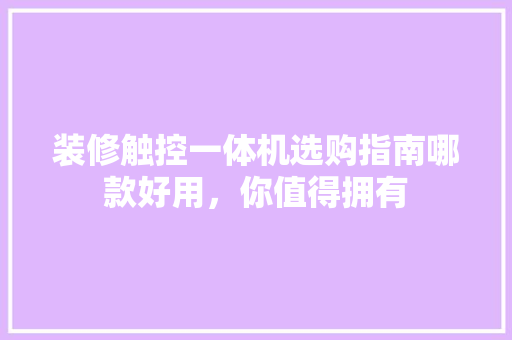 装修触控一体机选购指南哪款好用，你值得拥有
