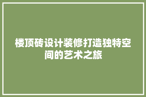 楼顶砖设计装修打造独特空间的艺术之旅
