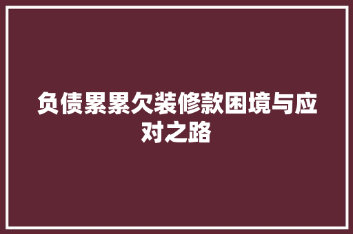 负债累累欠装修款困境与应对之路