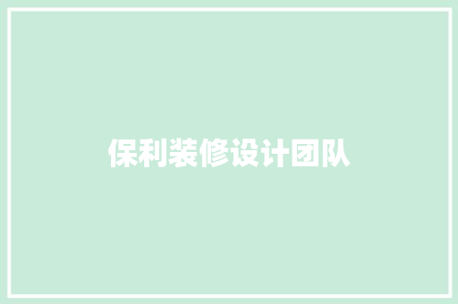 保利装修设计团队