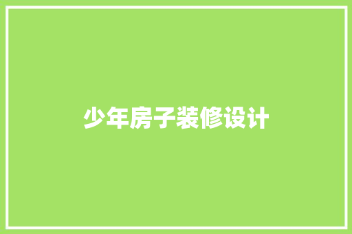 少年房子装修设计  第1张
