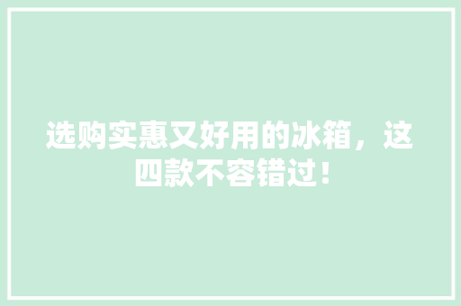选购实惠又好用的冰箱，这四款不容错过！